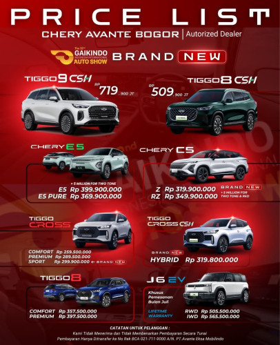 Pricelist Harga Chery pisangantimur 2025